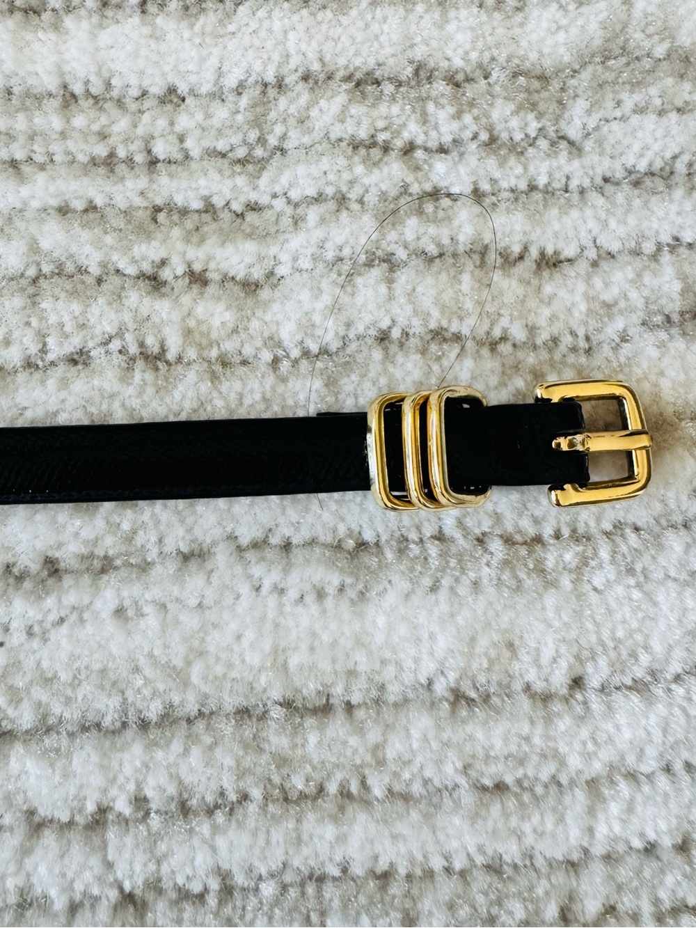 Banana Republic Black Textured Patent Skinny Belt Triple Ring Gold Buckle XS - Picture 5 of 9
